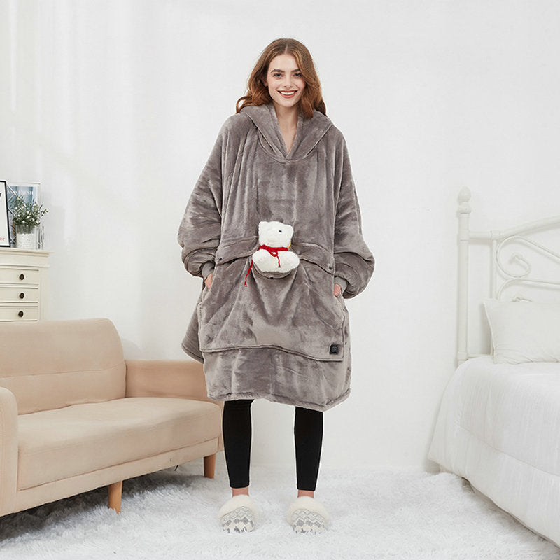 USB Heated Wearable Blanket Oversized Lazy Hoodie